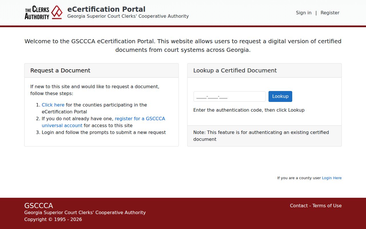Towns County civil docket certified copy request portal