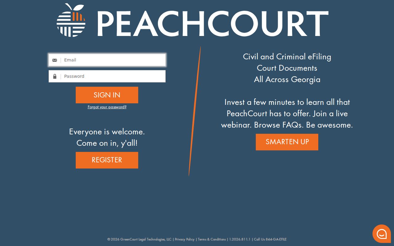 Towns County criminal docket search interface in PeachCourt